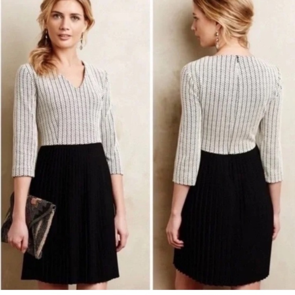 Ganni herringbone pleated jacquard midi dress size small